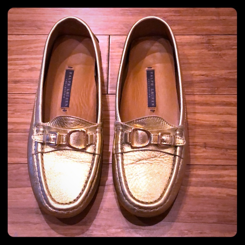 Gold driving moccasins